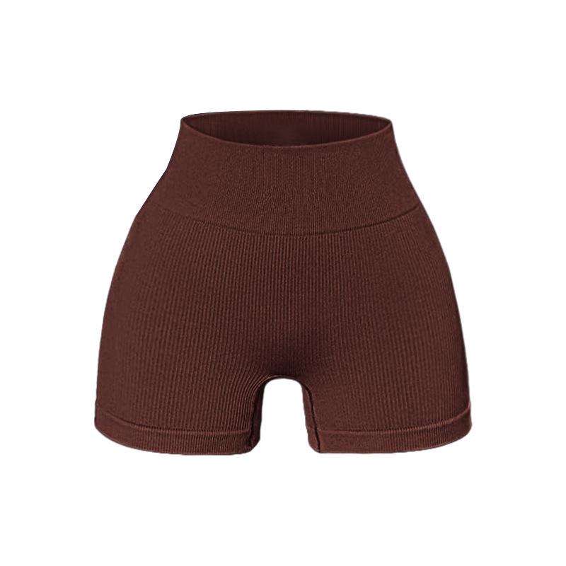 High Waist Seamless Ribbed Yoga Shorts for Running and Fitness
