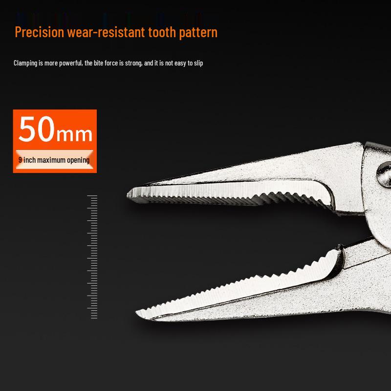 Multi-Function C-Type Folding Vise Grip Pliers with Flat, Round, and Needle-Nose Jaws, Automatic Fastening Clamp.