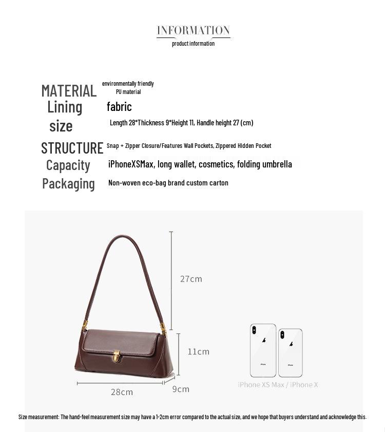 2025 Retro-Stylish Baguette Underarm Bag: Versatile High-End Shoulder Box Bag