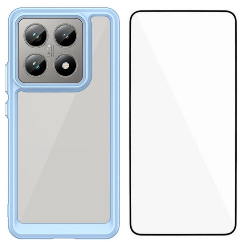 For Xiaomi 14T Phone Case WANLONFENG XC Series TPU Acrylic Cover with Tempered Glass (Big Lens Hole)