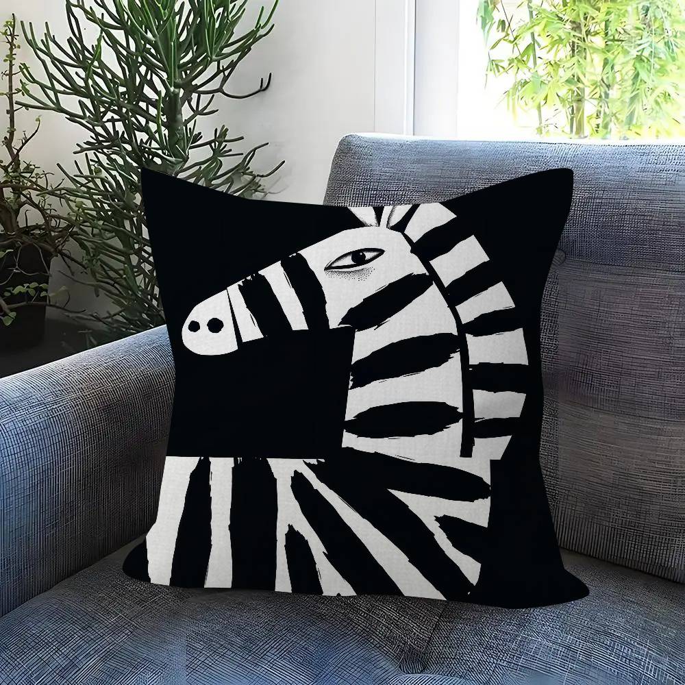 Abstract Line Black and White Zebra Cushion Cover Inches Farmhouse Decor Home Throw Pillow Covers for Couch Decorations