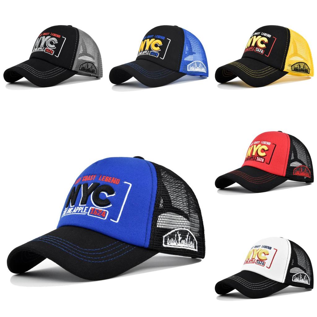 Nyc Embroidered Baseball Cap Adjustable Summer Cotton Hat With Mesh Brim