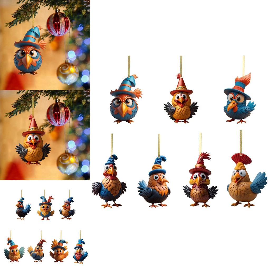 Colorful Acrylic Turkey Car Ornament Festive Christmas Tree Decoration For Home