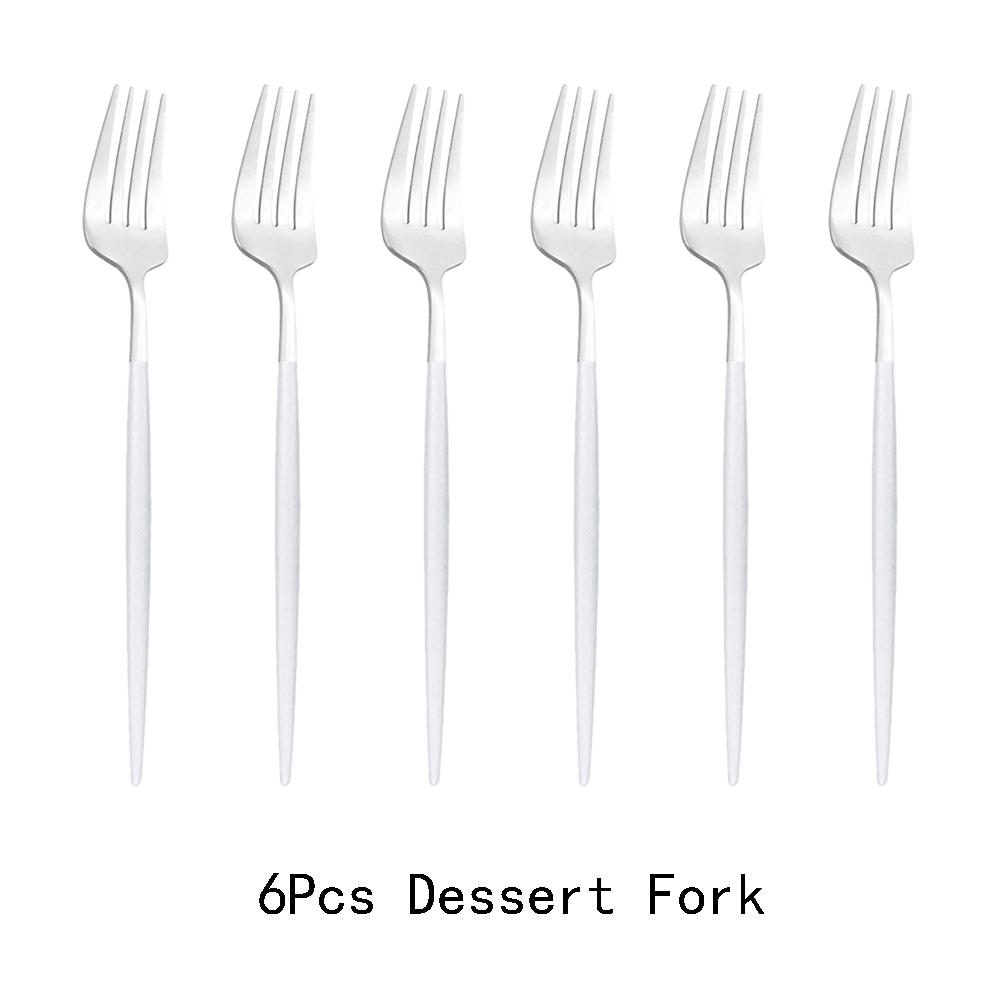6pcs/Set Black Gold Dessert Fork Set Mirror Stainless Steel Colorful Fork Set Tableware Cutlery Set Home Party Kitchen Tableware