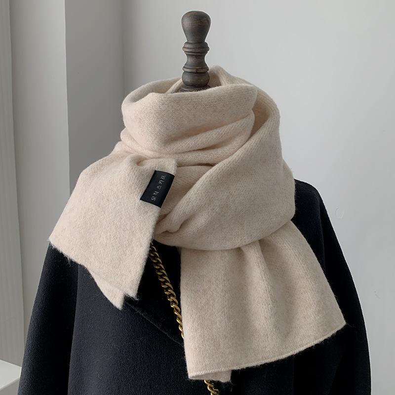 

Korean Version Wool Blend Scarf Women Men Fall Winter Soft Warm OL Solid Color Muffler High-quality Thick Warm Scarf Male Female
