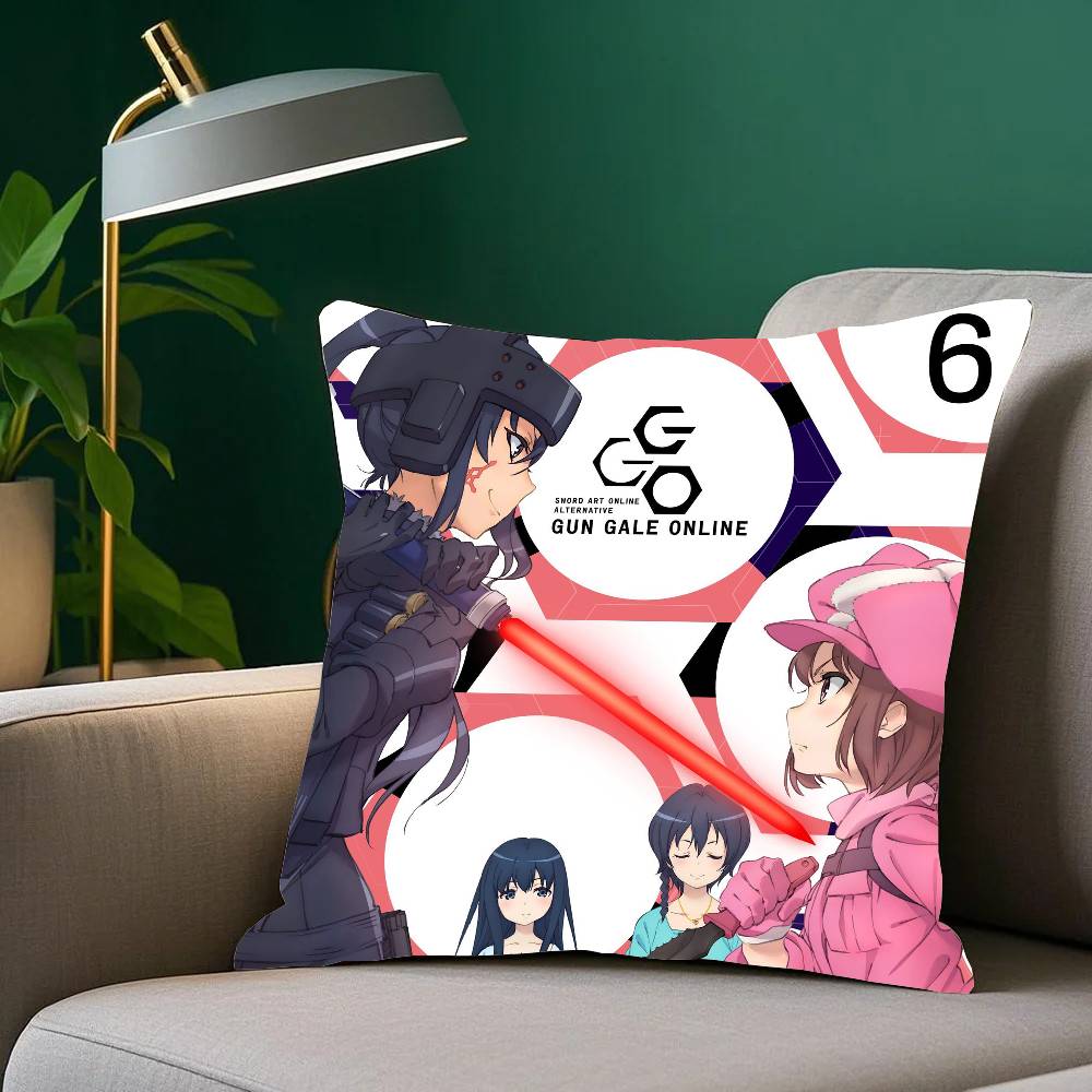 Gun G-Gale Online Anime Kuddfodral Heminredning Pläd för Soffa Säng Bil Rumsdekor Presentidé