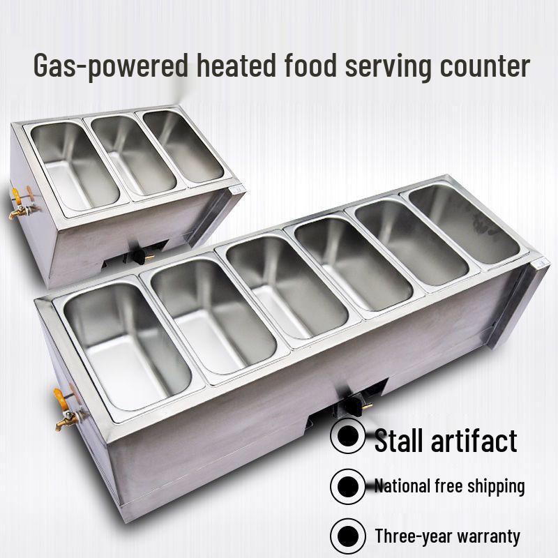 Commercial Gas-Powered Countertop Warming Table with Soup Pot for Fast Food Stalls