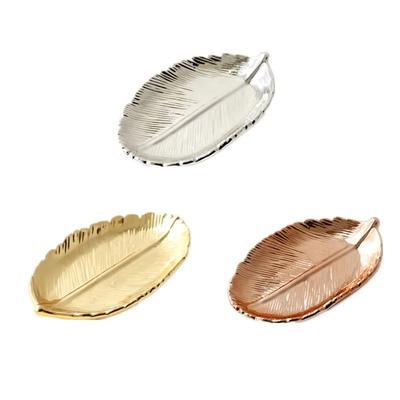 Goldener Keramik-Blätterteller Baumblatt Schmuck Snacks Dessert Silber Aufbewahrungstablett Roségold Keramik Emaille Schmuckschale