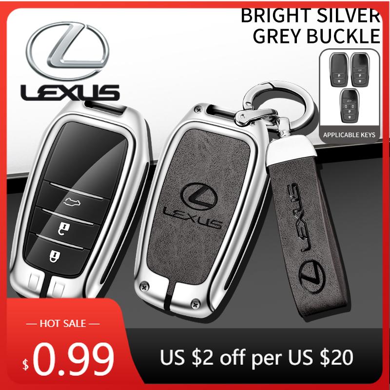 BJYL6 Interior Stickers 2/3/5 Buttons Zinc Alloy Leather Car Key Case Fob Cover Holder Keychain For Lexus LM300H LM Keyless Protection