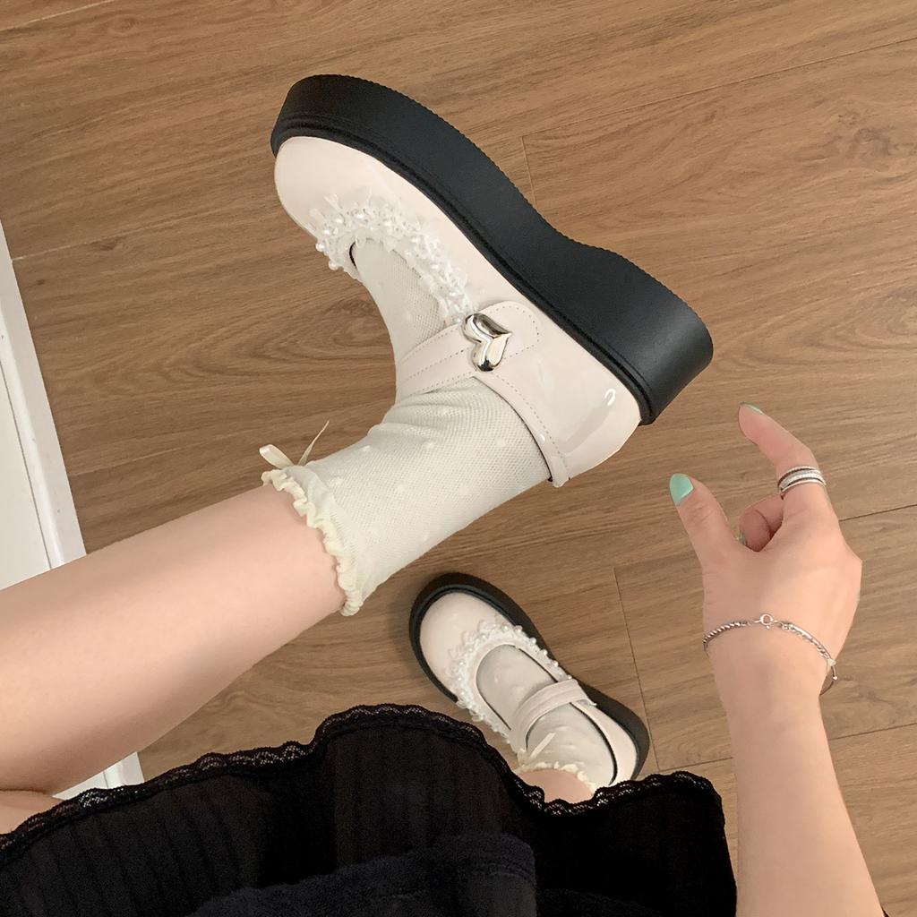 White British style versatile with skirt platform jk small leather shoes women's summer 2025 new height-increasing soft-soled Mary Jane shoes