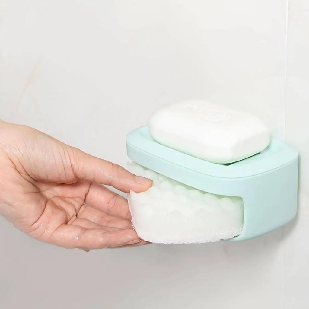 1PC No Need To Punch Soap Box Grey Rapid Draining Waterproof Creative Japanese Style Simple Soap Holder Thickening Material