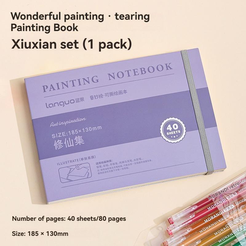 1PC Tearable Drawing Notebook Wonderful Drawing Fishbook Markpen Sketching Watercolor Notebook Thick Acrylic Cardboard Handbook