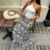 Women's Bohemian Print Midi Skirt for Casual and Beach Wear