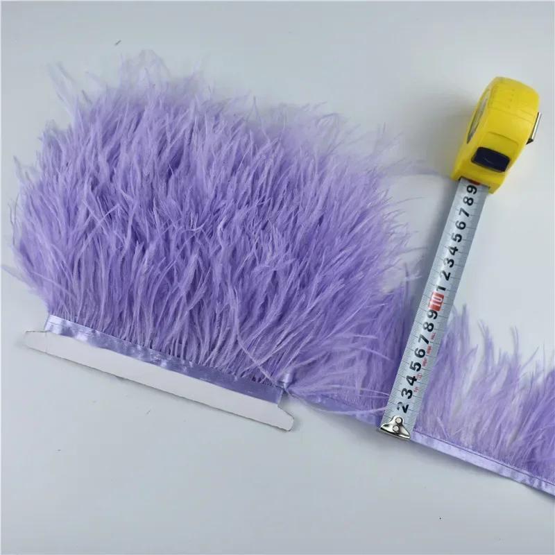 1Meters Leather Pink Ostrich Feathers Trim Trims Width 8-10cm Black Ostrich Feather Ribbon Clothing Wedding Feathers Decoration