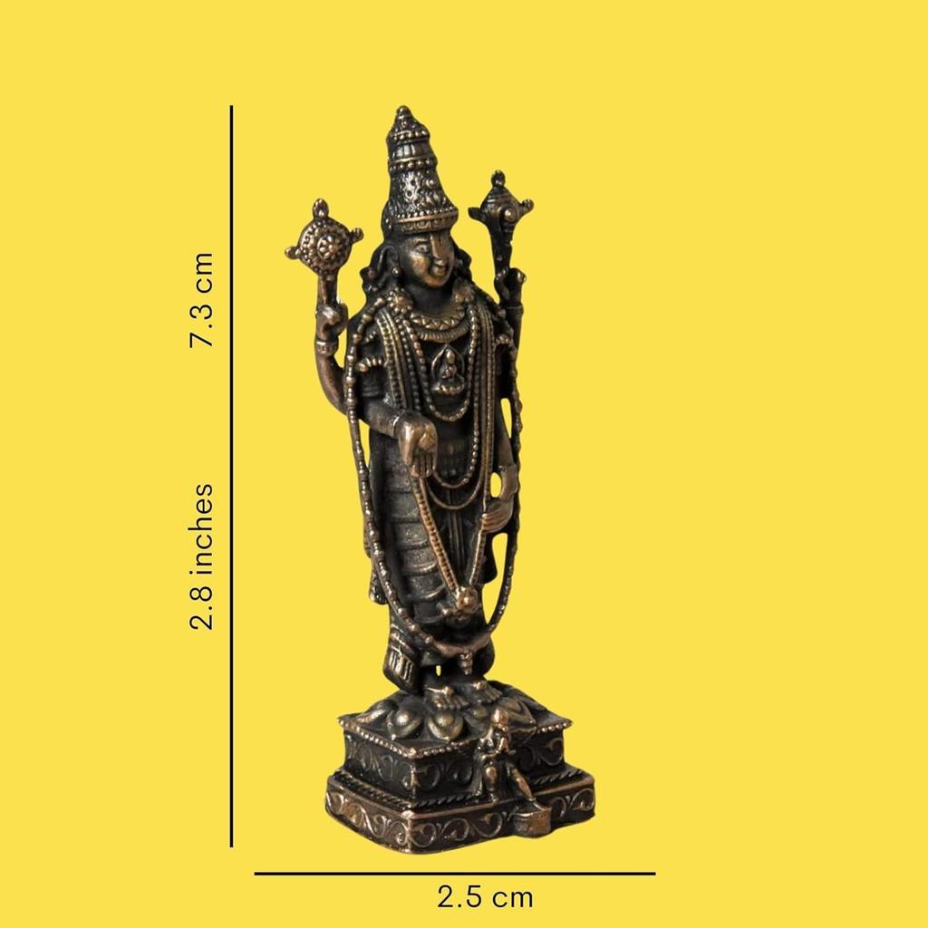 2.8-Inch Handmade Copper Balaji Idol with Garuda Special, Patina Antique Finish