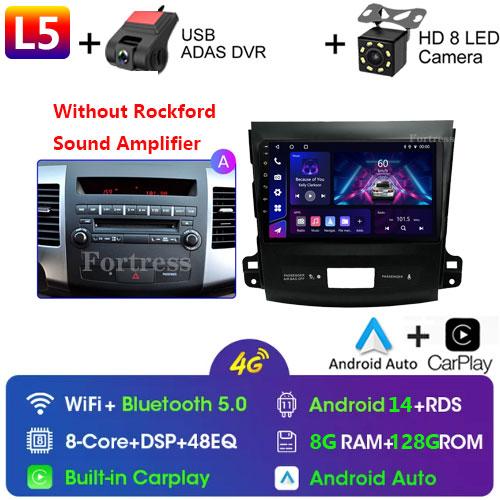 9"Android 14 Autoradio Carplay for Mitsubishi Outlander 2/Peugeot 4007/Citroen C-rosser Multimedia Video Player 4G GPS Stereo FM