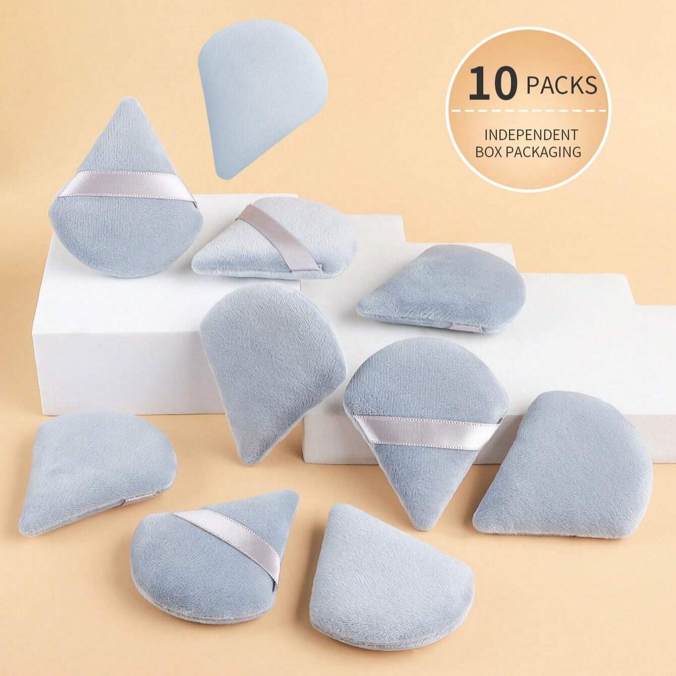 

10 шт. Треугольная пуховка для пудры Мягкий спонж для макияжа для лица, глаз, контурирования, теней, косметики, моющаяся мини-пуховка из бархата для тональной основы серый