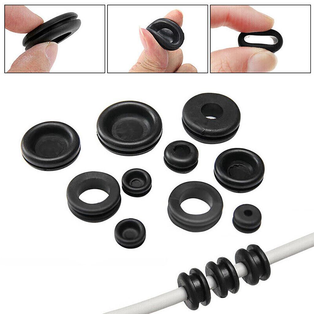 125pcs Black Rubber Grommet Firewall Hole Plug Retaining Ring Set Car Electrical Wire Gasket Kit for Valve Water Pipe Tools Set