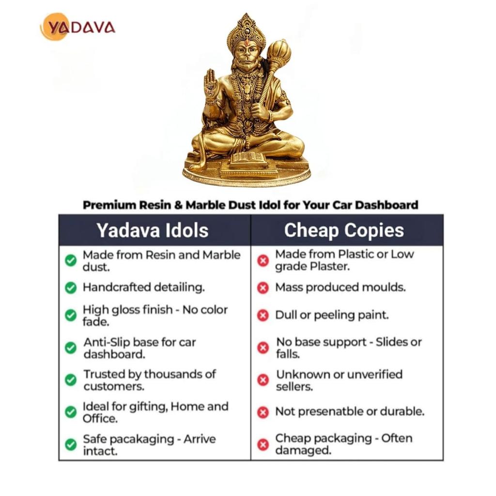 Göttliche Panchmukhi Hanuman Statue – Goldene Segnungen & Schutz