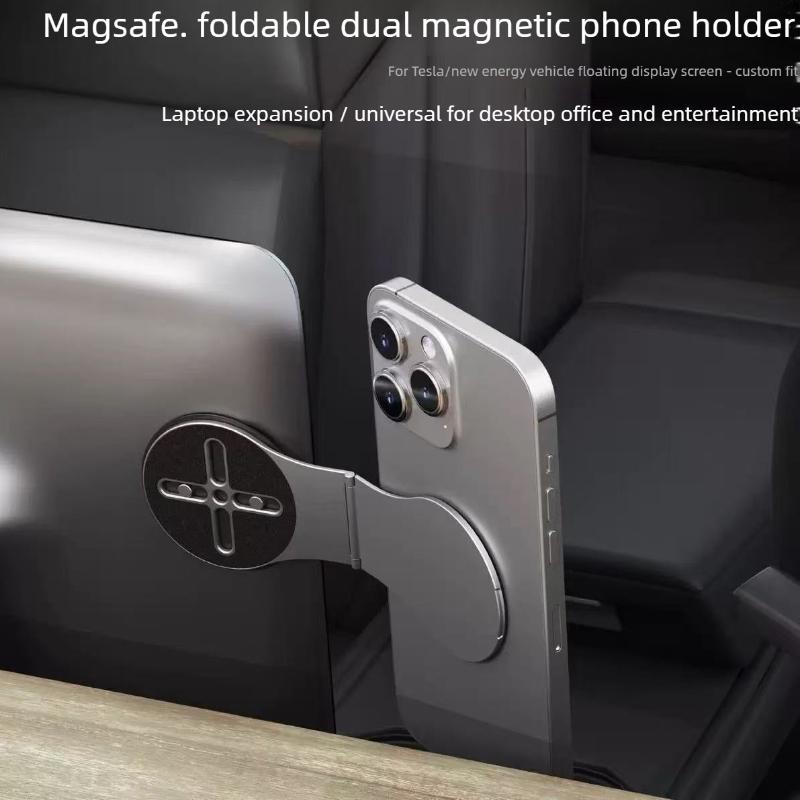 Magnetic Laptop Side Mount Phone Holder for MagSafe Stand Car Holder Adjustable Folding Support Display Expansion Bracket