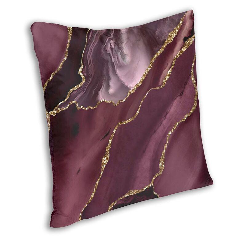 Federe per Cuscini Agata Geode Borgogna Marrone Divano Soggiorno Texture Marmo Quadrato Cuscino Decorativo 40X40Cm