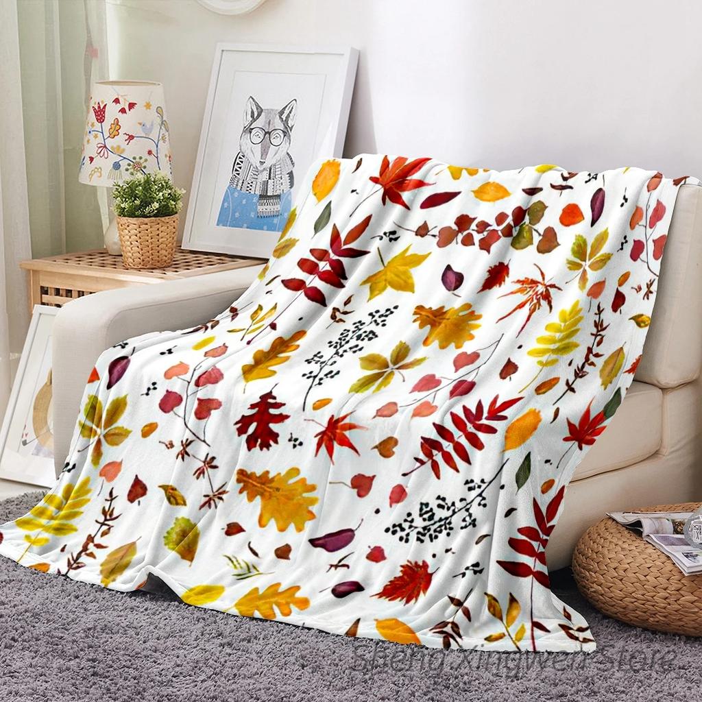 Büffelkaros Ahorn Flanell Decke Weiche Überwurfdecke Blätter Eicheln Kürbisse Libelle Schmetterling Sofa Bett Dekor Halloween Geschenke
