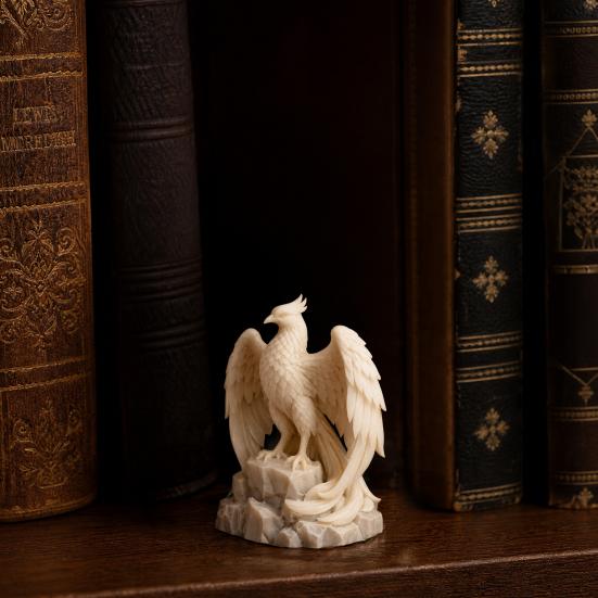 Rising Phoenix Rebirth Statue, 3D Printed PLA Sculpture with Matte Finish, Home Decor for Desk & Bookshelf, Symbol of Renewal & Strength, Unique Gift