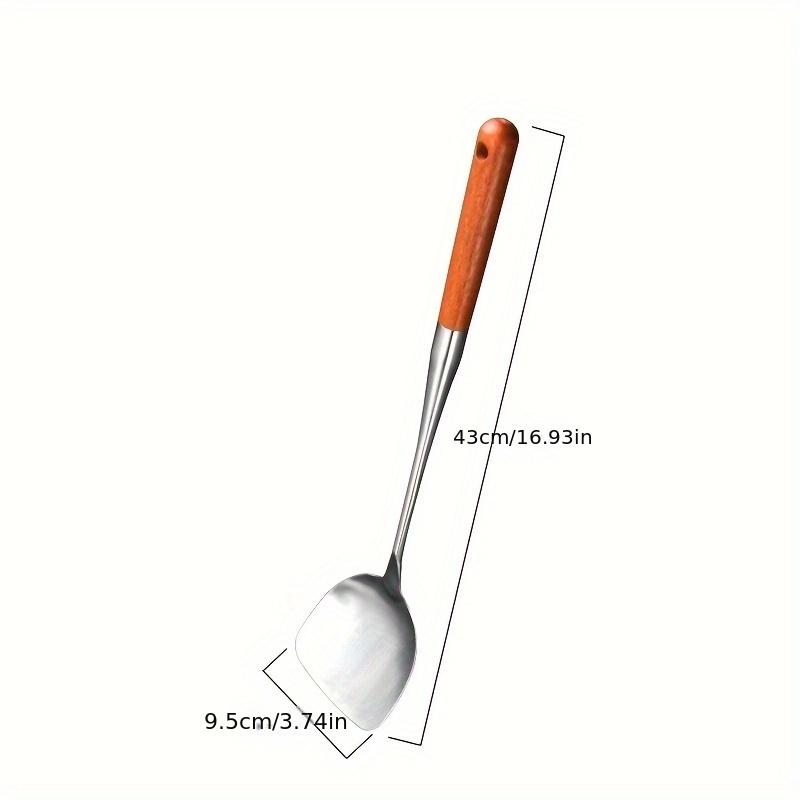 

304 Stainless Steel Spatula Spoon with Wooden Handle Lengthened Cooking Spoon Anti-Scalding Cooking Shovel Kitchenware
