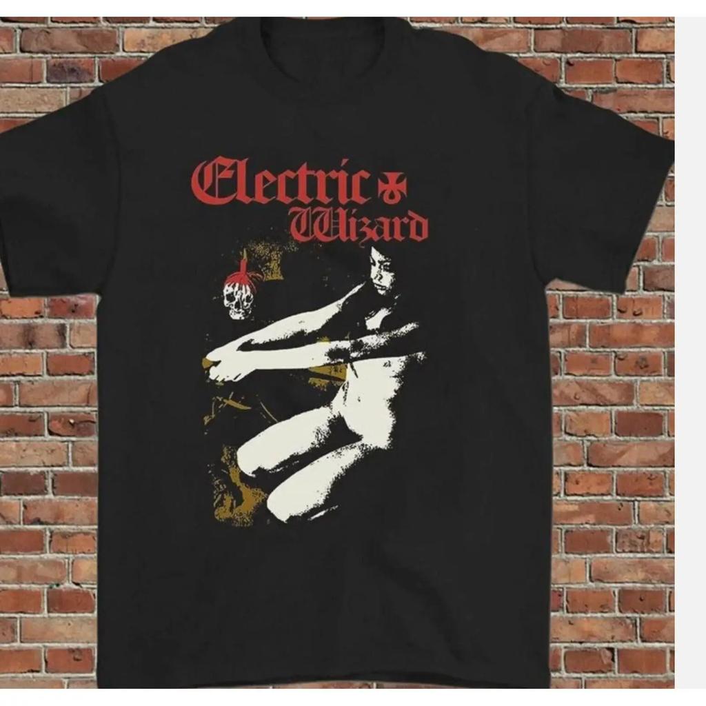 T-shirt Nera con Artwork Electric Wizard Tutte le Taglie dalla S alla 5XL Top Elasticizzato Vintage per l'Uso Quotidiano Unisex Comodo Morbido