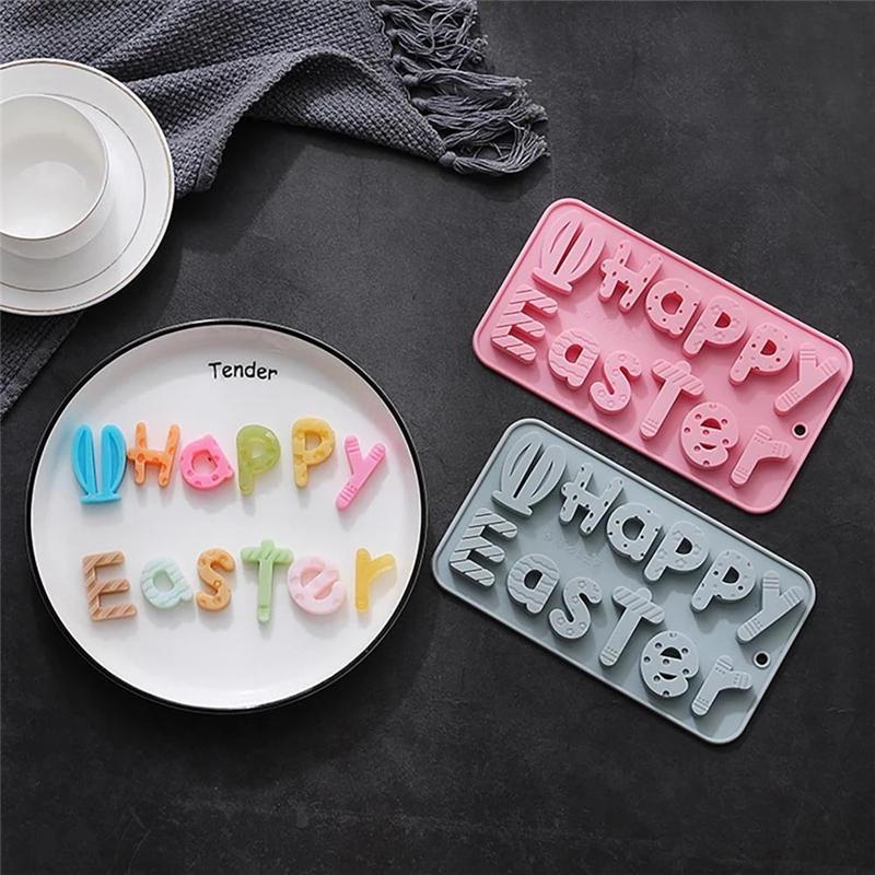 Frohe Ostern Alphabet Epoxidform Umweltfreundliche Harzform Lebensmittelqualität Schokolade Kekse DIY Kuchenform Backzubehör