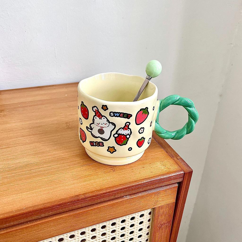 Cute Cartoon Doodle Style Ceramic Cup Household Mug Creative Souvenir Opening Birthday Gift Water Cup Women