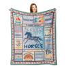 Girls Horse Blanket Beautiful Animal Horse with Wreath Throw Blanket, Ultra Soft Warm Sofa Bedding Living Room Flannel Blankets