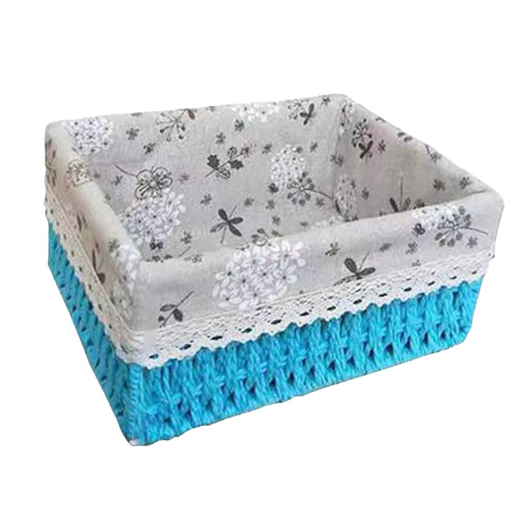 Woven Storage Basket Rural Fabric Wving   Desktop Storage Basket for Organizing Shelves Bedroom Bathroom Medium Size 22x16x10cm