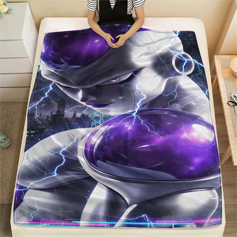 1Pc Dragon Ball Couples Print Flannel Blanket, High quality Comfortable for All Seasons, Home Decor, Warmth and Comfort, Perfect for Christmas Gifts