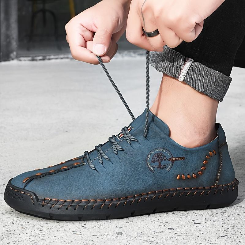 Men's Casual Leather Shoes, Large Size Handmade Shoes, Fashion Lace-up Business Men