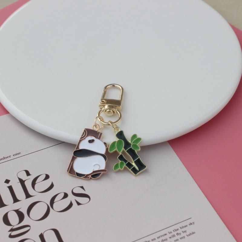 Cute Panda Keychain Metal Cartoon Style Bag Pendant for Collectible Souvenir