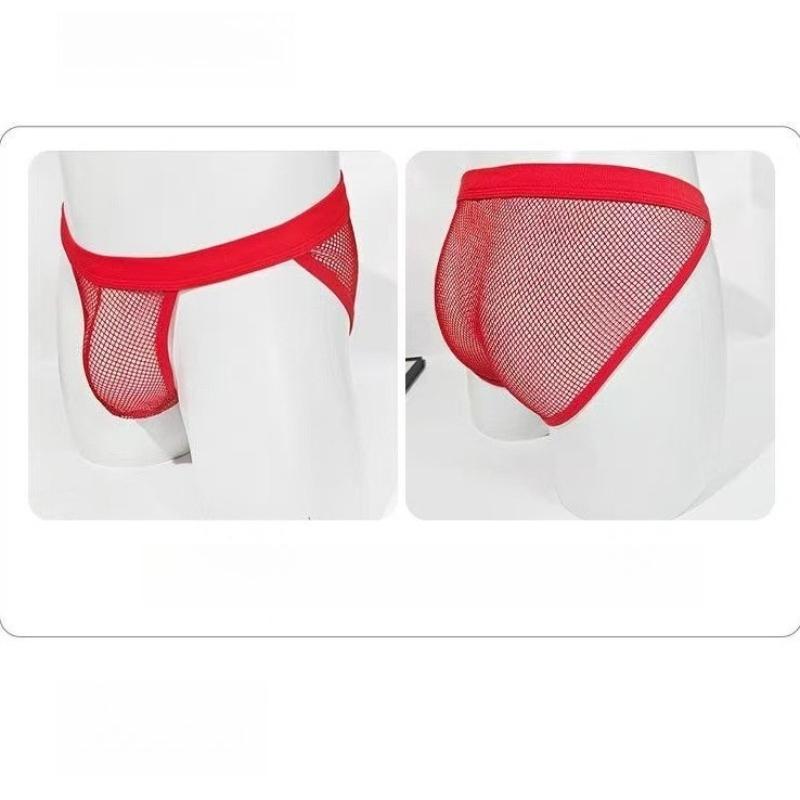 Sexy Men'S Underwear Hollow Mesh Full Transparent Panties High-Fork Briefs See-Through Pouch Underpants  Thin Breathable Bikini
