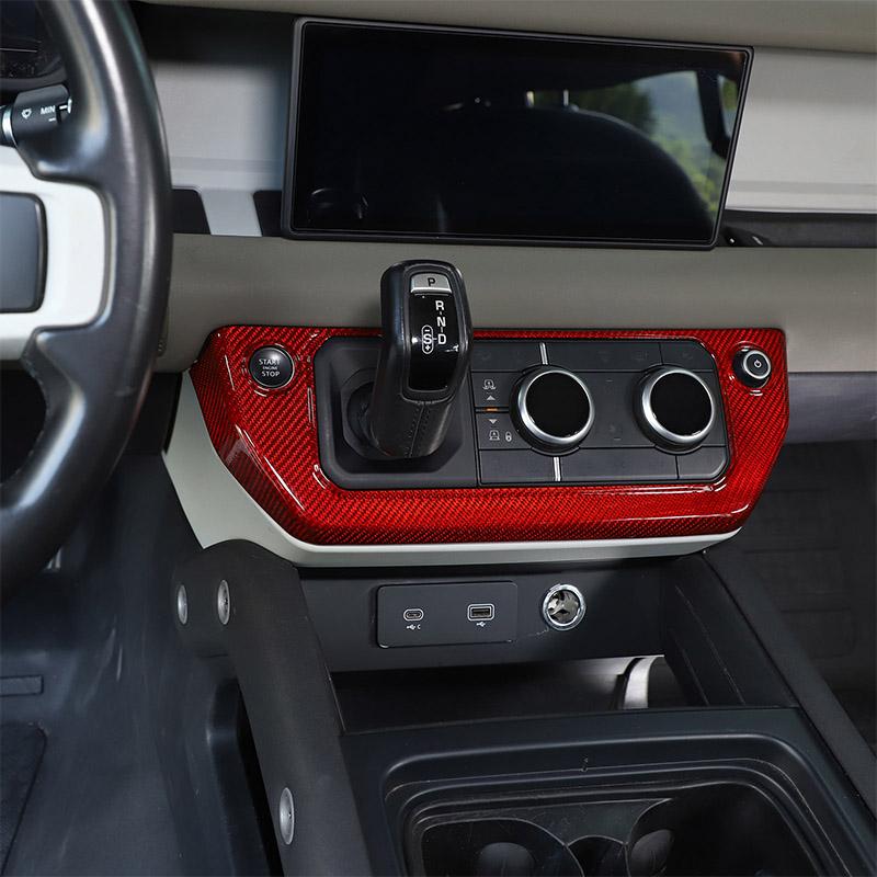 For Land Rover Defender 2020-2024 Real Carbon Fiber Center Console Gears Air Conditioning Mode Frame Cover Trim Stickers