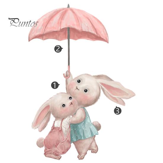 

Милая самоклеящаяся невыцветающая наклейка с изображением кролика для детского сада, мультяшный маленький кролик, зонт, настенная наклейка для дома