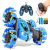 4WD Remote Control Stunt Car - 360 Flip Double-Sided RC Car with LED Light Bar, USB-C Modular Battery, 2.4GHz Anti-Interference, Outdoor Beach Toy for