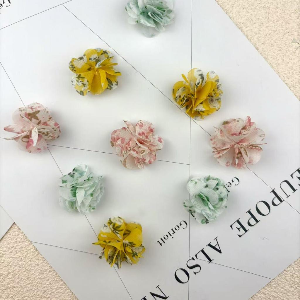 Hand-Sewn Retro Floral Jewelry Fabric DIY Stud Earrings