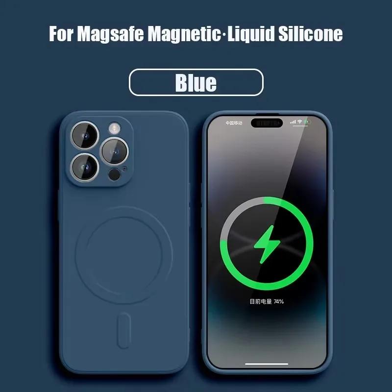 

Liquid Silicone Case For iPhone 16 17 15 14 13 12 11 Pro Max Plus Mini Air For Magsafe Magnetic Wireless Charge Soft Cover funda For iphone 11Pro