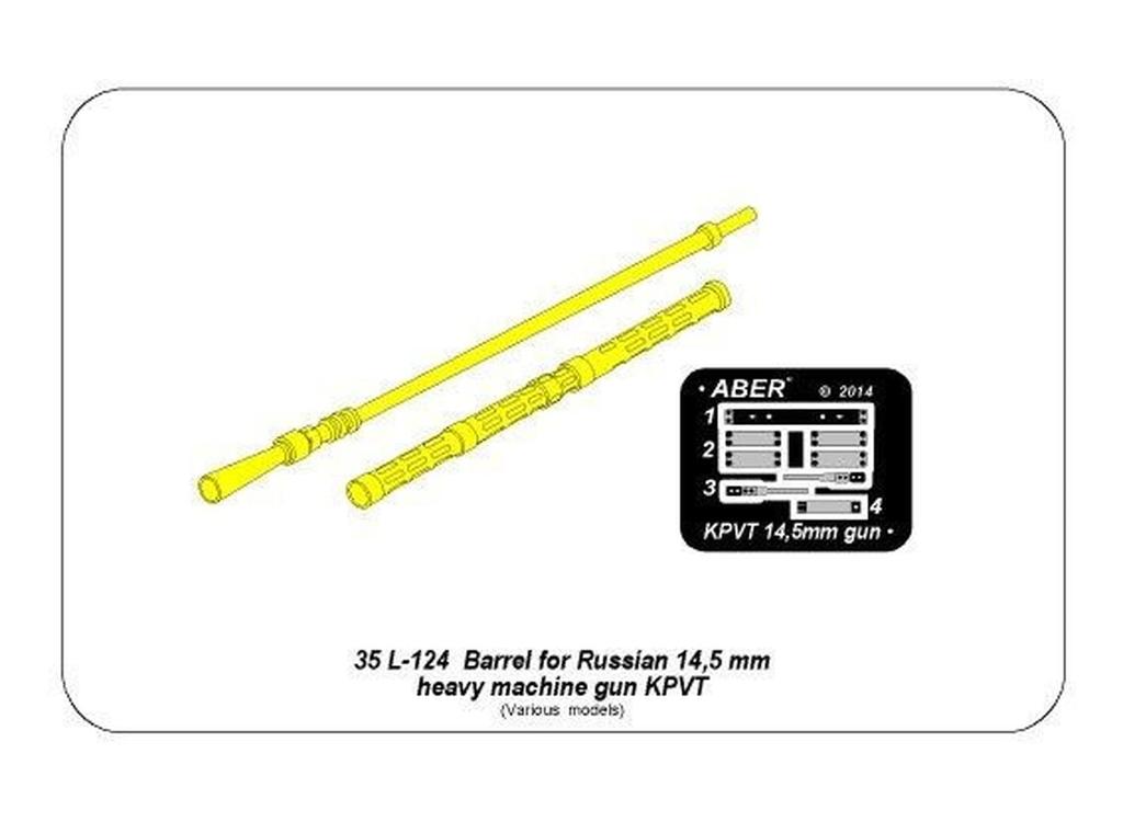 Aber 1/35 scale Russian 14.5mm KPVT Heavy Machine Gun Barrel Plastic Model Kit Parts 35L124 (Tank)