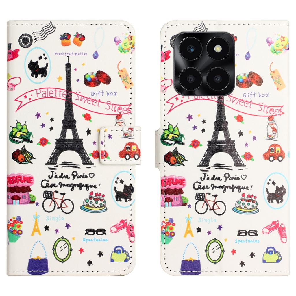 For Honor X6a 4G/X6b 4G/X6c 4G Wallet Case PU Leather Pattern Printing Phone Stand Cover