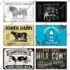 Putuo Decor Farm Tin Sign Milk Vintage Tin Sign Plaque Metal Plate Retro Poster for Farmhouse Cow Pig Wall Stickers Art Decor