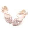Spring Velcro Girls' Leather Shoes, Sequined Small High Heel Princess Shoes, Children's Single Shoes, Half-Enclosed Sandals, Performance Shoes