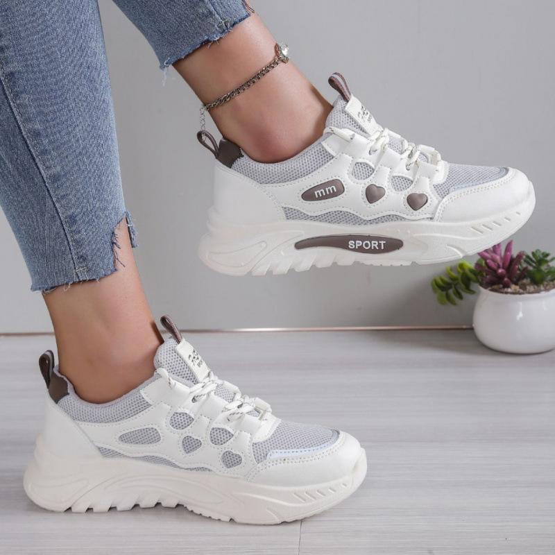New lace-up casual sports shoes wear-resistant and non-slip dad shoes flat-bottomed breathable student shoes soft sole