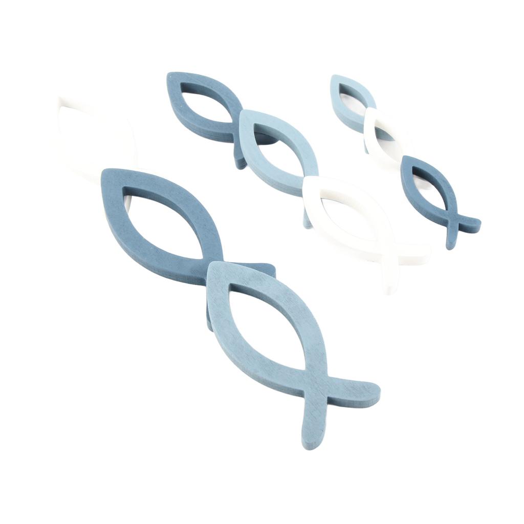 Set di 9 Pezzi di Pesci Decorativi in Legno 3 Misure Pesce Decorazione Battesimo Ragazzo Ragazza Decorazione per Battesimo Comunione e