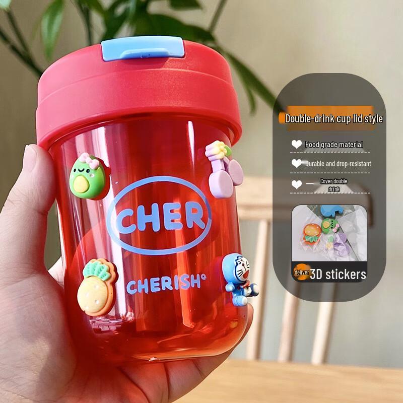 Shangqi Kids Portable Stainless Steel Straw Water Bottle