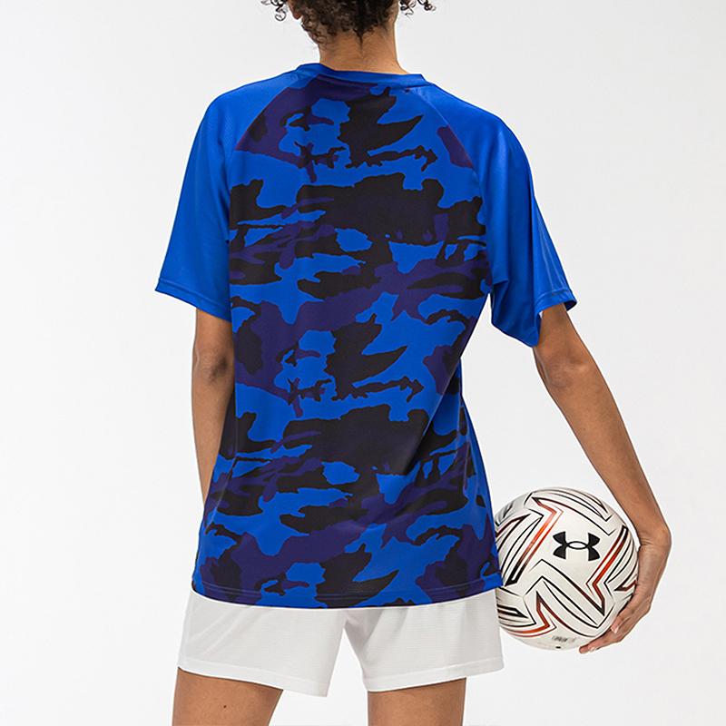Under Armour Camouflage Football Knit Training Match Crew Neck Fitted Straight Short Sleeve T-Shirt Unisex Tops Royal-Blue 21500528-400